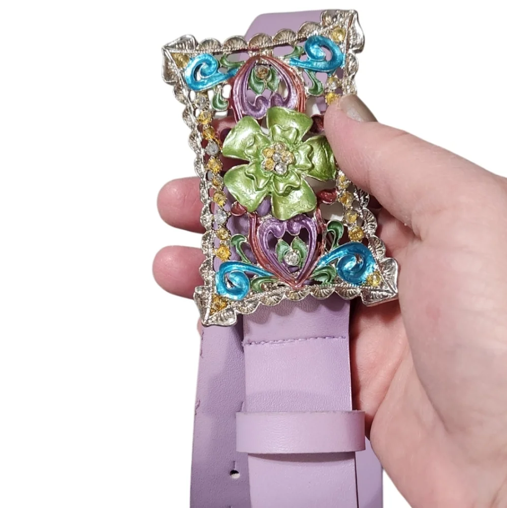 Vintage New y2k lavander fancy buckled m/ l belt
